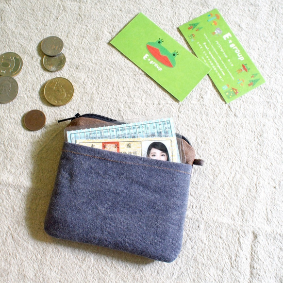 E *グループ正方形のパッチワークカードの財布アースイエローの洗濯布 6枚目の画像