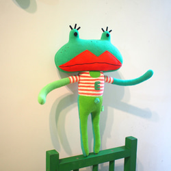 E*group  大阿蛙 綠色拼布 手工娃娃 第2張的照片