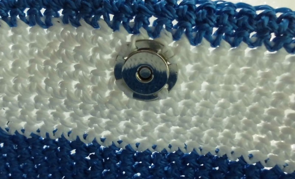 青白ボーダーのマルシェバッグ 3枚目の画像