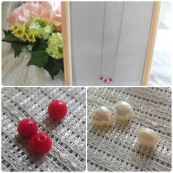 【送料無料】再販 淡水真珠とサンゴのネックレス 2枚目の画像