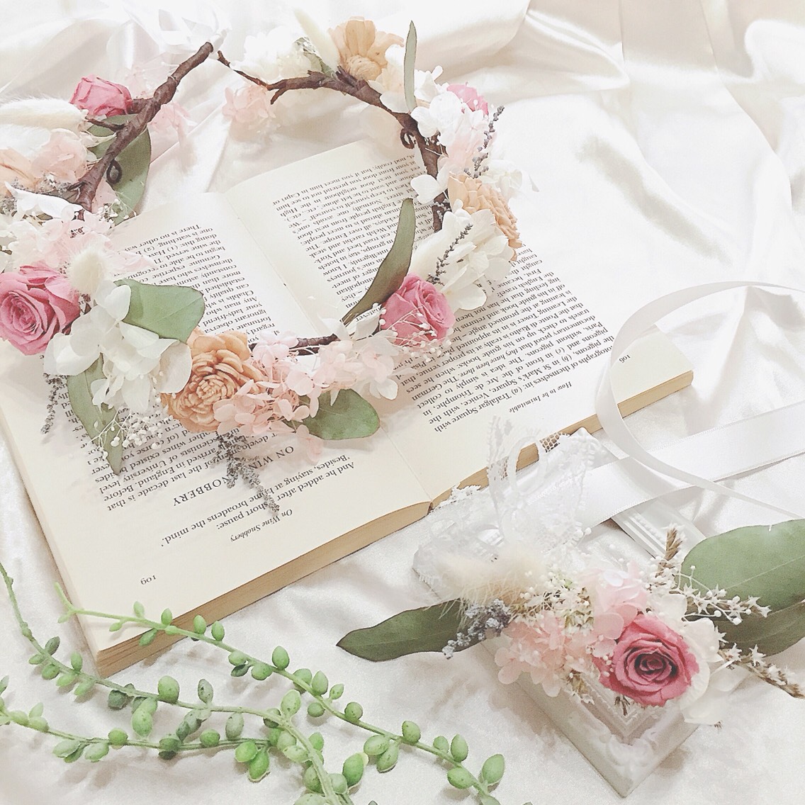 桜(サクラ)・ミモザウェディングヘッドドレスH】結婚式や和装 桜(サクラ)・ミモザウェディングヘッドドレスH】結婚式や和装