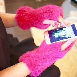 送料込♡ローズピンク♡高級ミンク指なし手袋♡ 3枚目の画像