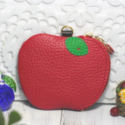 りんごちゃんキーポーチ・本革７色・牛革キーケース 9枚目の画像