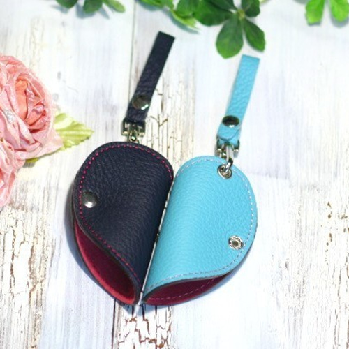 ハートのキーケース（ネイビー・オレンジ・スカイブルー） キーケース