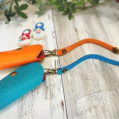 ハートのキーケース（ネイビー・オレンジ・スカイブルー） キーケース