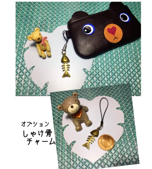 キーポーチヒグマくん・くまじろう（日本産牛革製）クマ・熊 9枚目の画像