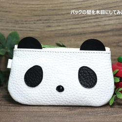 キーケース（パンダちゃん）本革・牛革製・キーポーチ・ミニ財布・Panda・笹の葉 5枚目の画像