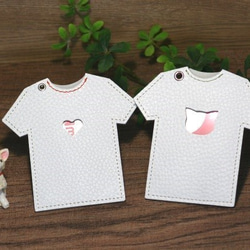 半額SALE★白Tシャツ型パスケース（ハート） 4枚目の画像