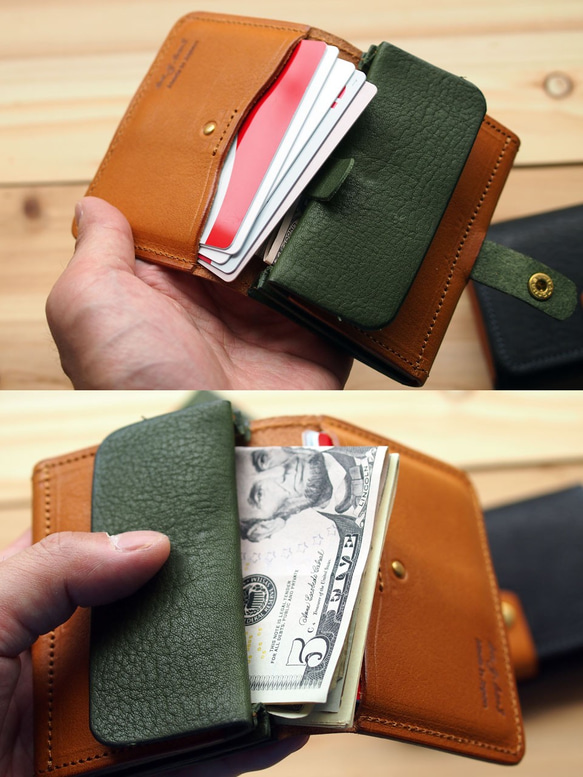 『名刺入れサイズの小さな財布』育てる愉しさがある カラーミックスミニ財布 牛革 コンパクト 8枚目の画像