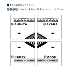 《送料無料》【カルテットコースター オルテガ柄】 木製コースター 名入れ アウトドア キャンプ 4枚目の画像