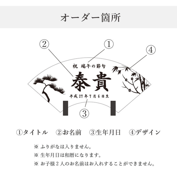 【5月8日以降のお届け】端午の節句 ヒノキの木製名前札《桐箱入り》初節句 こどもの日 扇 立札 木札 出産祝い 鯉のぼり 8枚目の画像