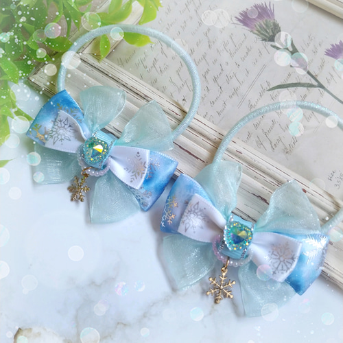 オーガンジー リボン ヘアゴム雪のきらめき オーガンジー リボン ヘアゴム雪のきらめき