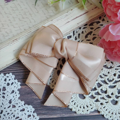 カノンリボン ドレープロングver. ポニーフック ネイビー ベージュ