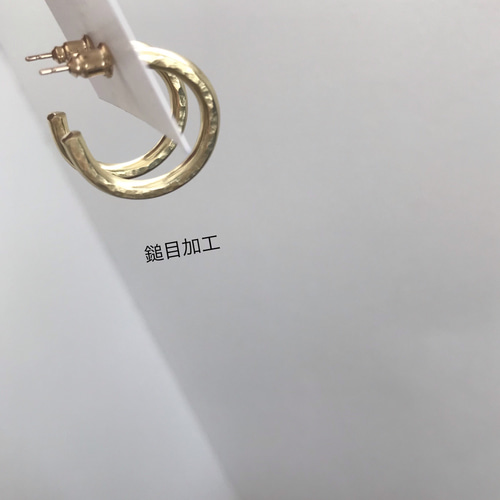 送料無料 真鍮 しっかり太さ フープピアス Mサイズ ゴールド