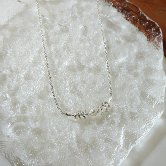 小葉子珍珠 925 純銀項鍊 [接單製作] 第3張的照片