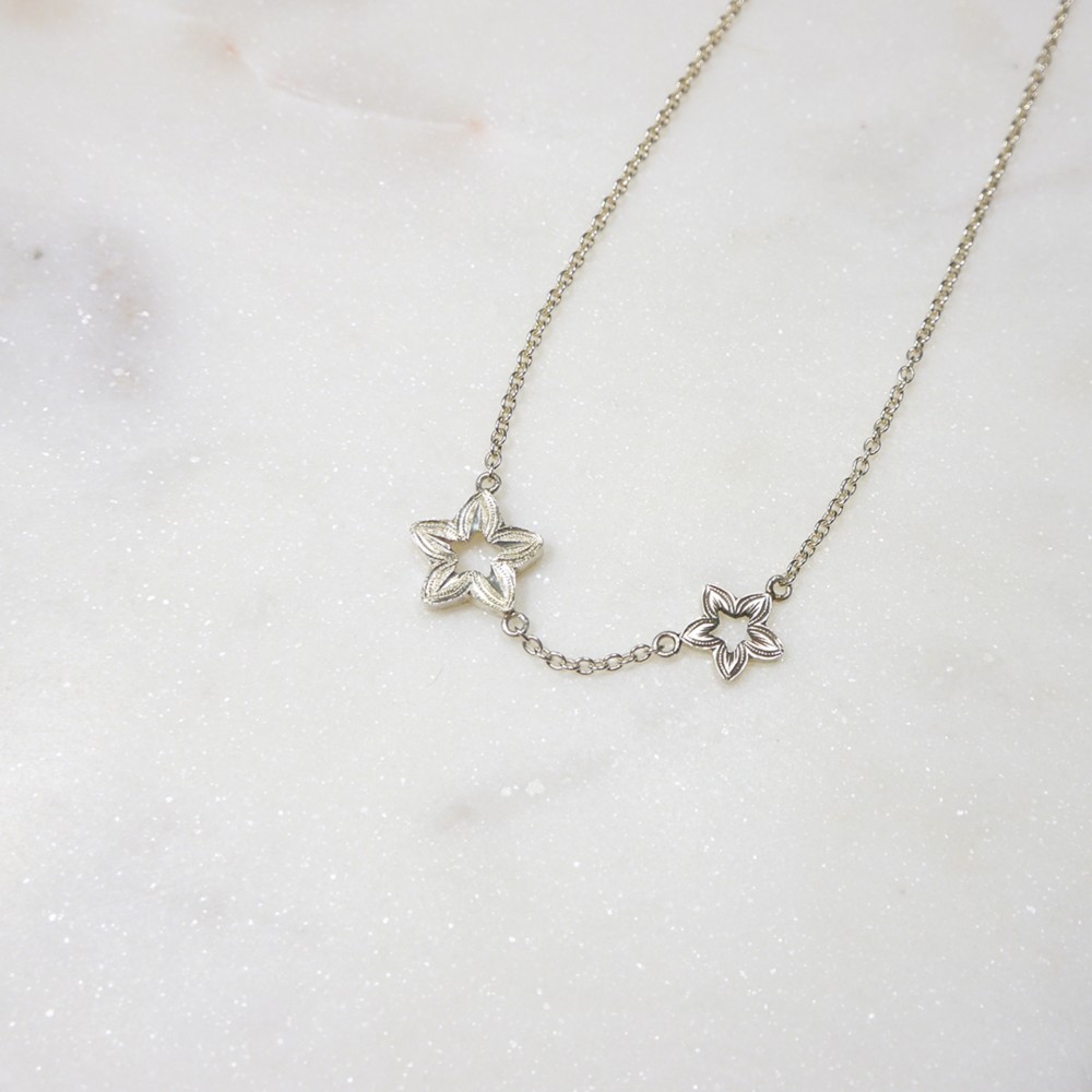 2つの星の花のネックレス【受注生産】