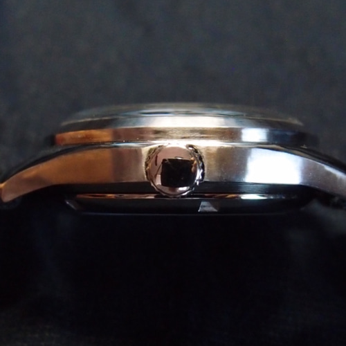 自作腕時計 35.5mm 七宝黒文字盤 自動巻 ステンレスケース