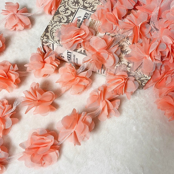 50cm単位 可愛い ゆるふわ シフォンフラワー 花 ブレード