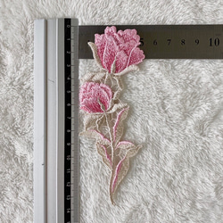 1枚 綺麗 花 フラワー 刺繍 レースモチーフ アップリケ ピンク系 BK200920 ハンドメイド 手芸 素材 材料 3枚目の画像
