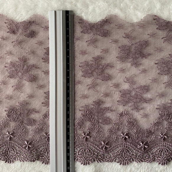 1m 綺麗 花 フラワー 刺繍 チュールレース モカ BK201002 ハンドメイド 手芸 素材 材料 DIY 4枚目の画像