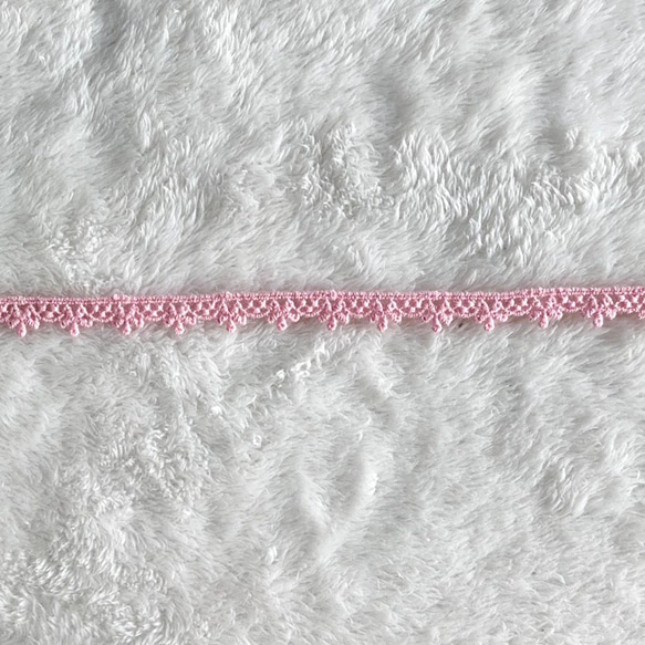 1m 細幅 花 フラワー 綿レース ブレード ピンク BK201235 ハンドメイド 手芸 素材 材料 DIY 3枚目の画像