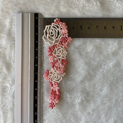 左右セット 花 薔薇 バラ フラワー カラーケミカルレースモチーフ アップリケ ピンクベージュ系 BK210312 3枚目の画像