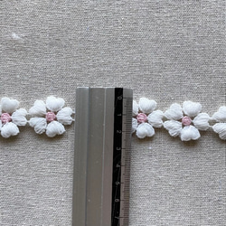 1m 可愛い 花 フラワー ケミカルレース ブレード ピンク花芯 BK210614 ハンドメイド 手芸 素材 材料 4枚目の画像