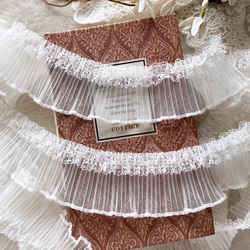 再入荷＊50cm単位 レース&チュールプリーツフリル ブレード 白