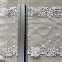 1m 広幅 美しい 花 フラワー刺繍 チュールレース 白 BK210727 ハンドメイド 手芸 素材 材料 4枚目の画像