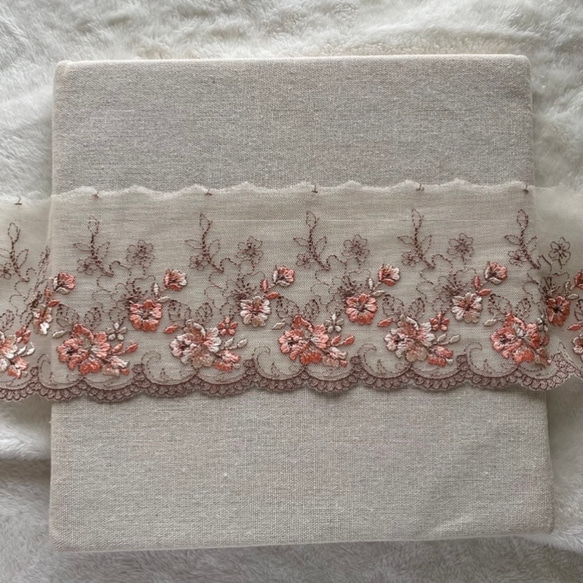 1m 美しい 花 フラワー刺繍 チュールレース BK210929 ハンドメイド 手芸 素材 材料 DIY 3枚目の画像