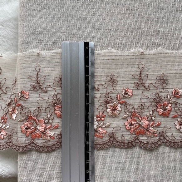 1m 美しい 花 フラワー刺繍 チュールレース BK210929 ハンドメイド 手芸 素材 材料 DIY 4枚目の画像