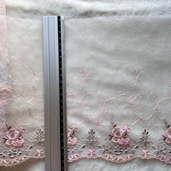 1m 美しい 花 フラワー刺繍 チュールレース BK210932 ピンク系 ハンドメイド 手芸 素材 材料 DIY 4枚目の画像
