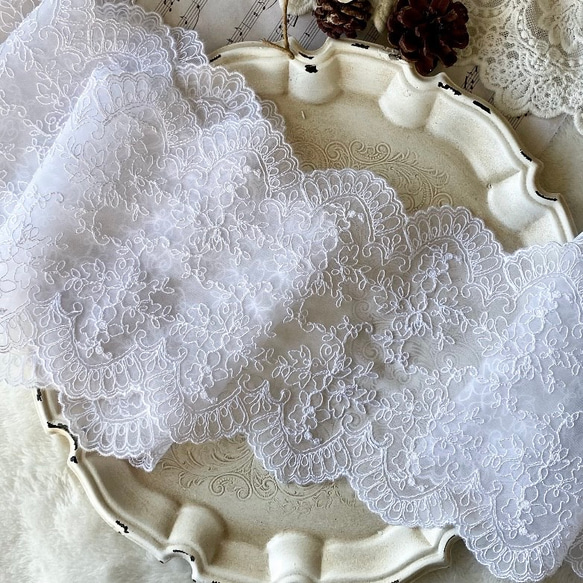 1m TL211107-C1 広幅 美しい 花 フラワー 刺繍 チュールレース