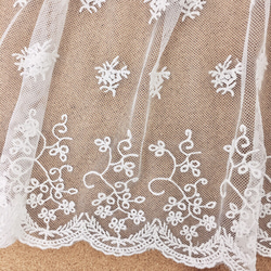 超広幅 繊細 お花 チュールレース 白 BK170511 ハンドメイド 手芸 素材 ドレス 材料 2枚目の画像