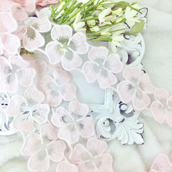 優しい ピンク色 お花 オーガンジー刺繍 ブレード BK170518 ハンドメイド 手芸 素材 材料 1枚目の画像