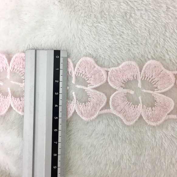 優しい ピンク色 お花 オーガンジー刺繍 ブレード BK170518 ハンドメイド 手芸 素材 材料 4枚目の画像