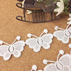 可愛い 蝶 レースブレード 白 BK171133 ハンドメイド 手芸 素材 材料 DIY 2枚目の画像