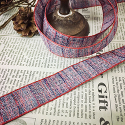 ツイード風 麻リボン テープ 赤 BK180116 ハンドメイド 手芸 素材 材料 DIY 1枚目の画像