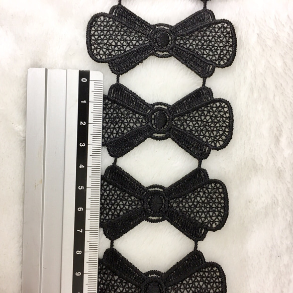 50cm リボン ケミカルレース ブレード モチーフ 黒 BK180343 ハンドメイド 手芸 素材 材料 DIY 5枚目の画像