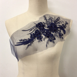 豪華 パール 立体花 刺繍 モチーフ アップリケ 白 BK180523 ハンドメイド 手芸 素材 材料 ドレス 1枚目の画像