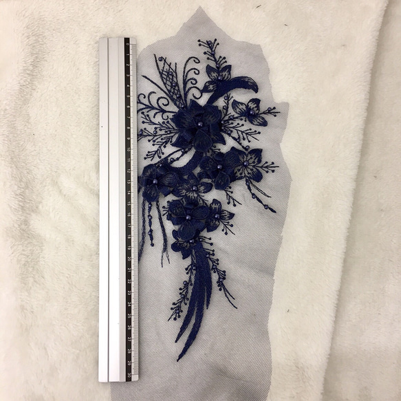 豪華 パール 立体花 刺繍 モチーフ アップリケ 白 BK180523 ハンドメイド 手芸 素材 材料 ドレス 3枚目の画像