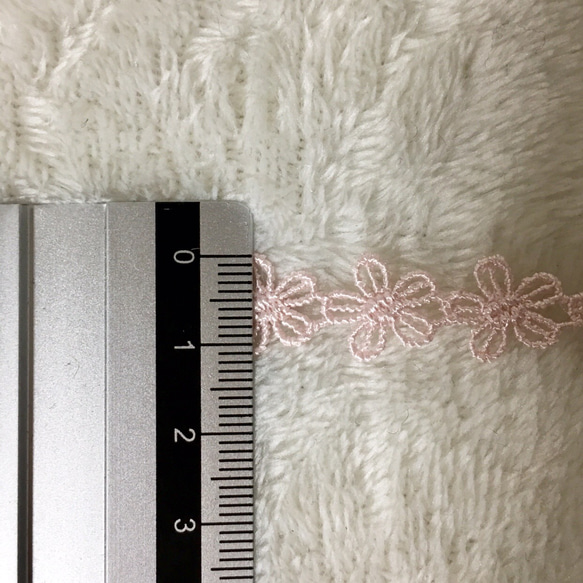 1m 小さな 花 フラワー ケミカルレース ブレード ピンク BK190317 ハンドメイド 手芸 素材 材料 DIY 4枚目の画像