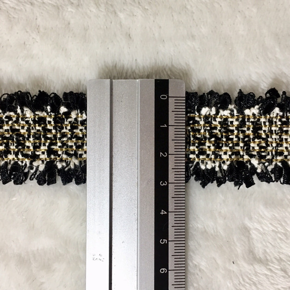 1m 綺麗 ツイード リボン テープ ブラック BK190336 ハンドメイド 手芸 素材 材料 DIY 4枚目の画像