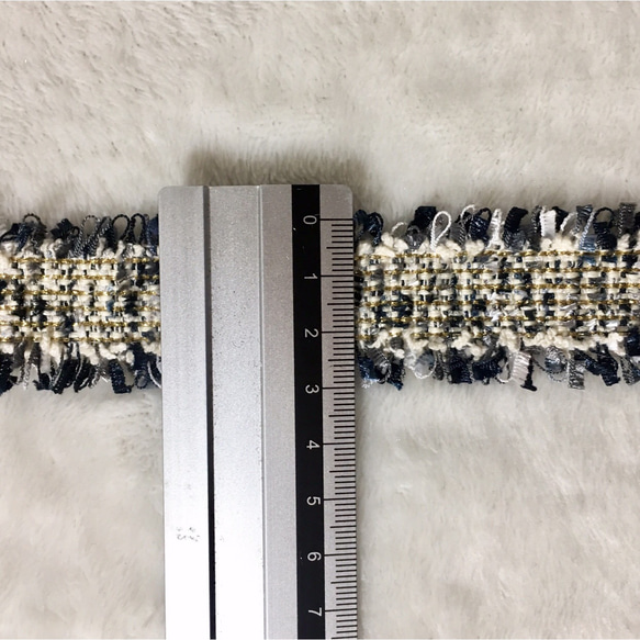 1m 綺麗 ツイード リボン テープ ブルーグレー BK190339 ハンドメイド 手芸 素材 材料 DIY 4枚目の画像