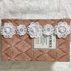 ＊再入荷＊50cm単位 パール 立体花 オーガンジー刺繍 ケミカルレースブレード モチーフ 白 BK190363 3枚目の画像