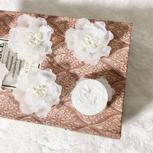1個 パール付き 立体 フラワー 花 モチーフ パーツ 白 BK190520-Q