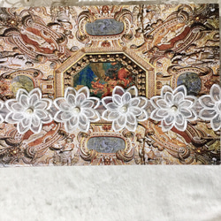 50cm単位 パール付き オーガンジー 刺繍 花 レースブレード モチーフ 白 BK190712 ハンドメイド 手芸 3枚目の画像