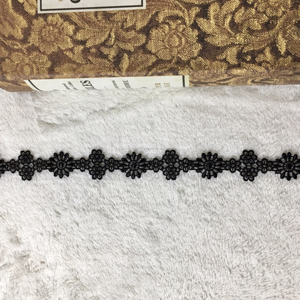 1m 綺麗 花 フラワー ケミカルレース ブレード 黒 BK191004 ハンドメイド 手芸 素材 材料 DIY 3枚目の画像