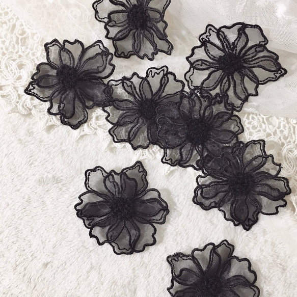 再入荷*1個 モコモコ 花芯 オーガンジー フラワー 花 レース 再入荷*1個 モコモコ 花芯 オーガンジー フラワー 花 レース