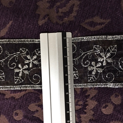 1m 花 フラワー 銀糸刺繍オーガンジーブレード リボン テープ シルバー BK200220 ハンドメイド 手芸 4枚目の画像